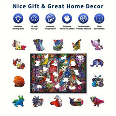 Birds Wooden Jigsaw Puzzle Game For Adults - Animal Shape Pieces Gift