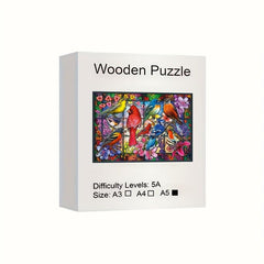 Birds Wooden Jigsaw Puzzle Game For Adults - Animal Shape Pieces Gift