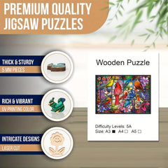 Birds Wooden Jigsaw Puzzle Game For Adults - Animal Shape Pieces Gift