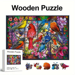 Birds Wooden Jigsaw Puzzle Game For Adults - Animal Shape Pieces Gift