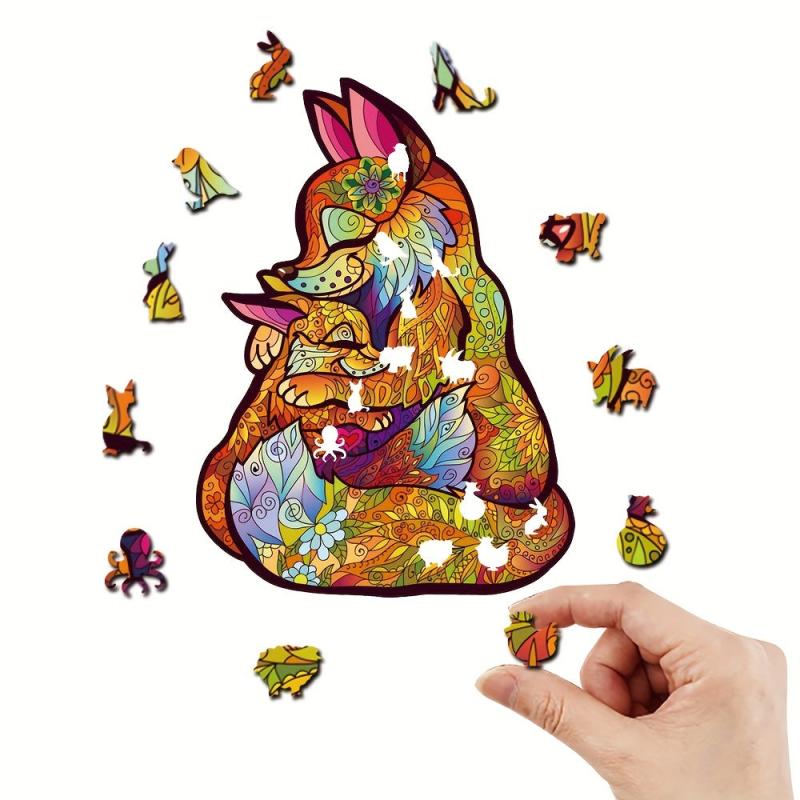 Wooden Animal Puzzle Fox Pattern Educational Toy