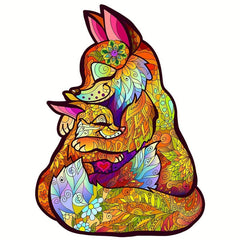 Wooden Animal Puzzle Fox Pattern Educational Toy