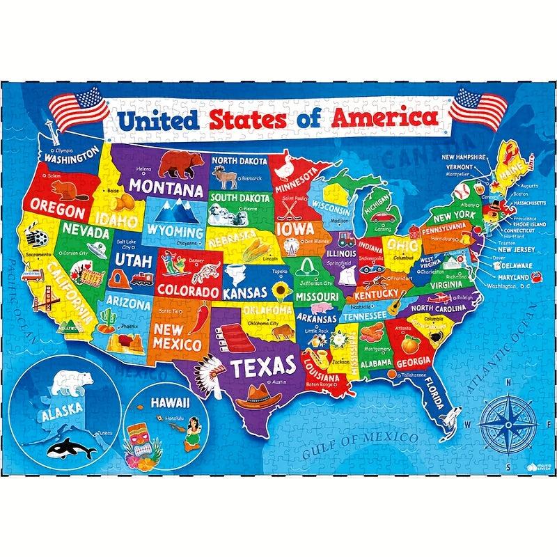 US Map Jigsaw Puzzle Educational History 1000 Pieces
