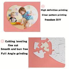 10 Sets Sublimation Puzzle Kids Heart DIY Puzzle Heat Transfer Blank Puzzle
