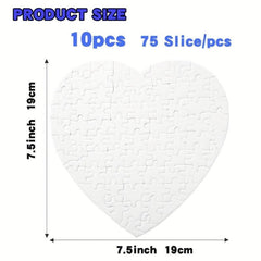 10 Sets Sublimation Puzzle Kids Heart DIY Puzzle Heat Transfer Blank Puzzle