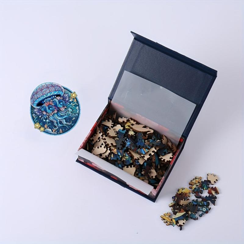 Jellyfish Wooden Jigsaw Puzzle 3D Animal Toy Christmas Box