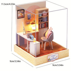 Mini Doll House Kit DIY 3D Puzzle w/ Furniture & Dust Cover