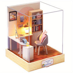 Mini Doll House Kit DIY 3D Puzzle w/ Furniture & Dust Cover