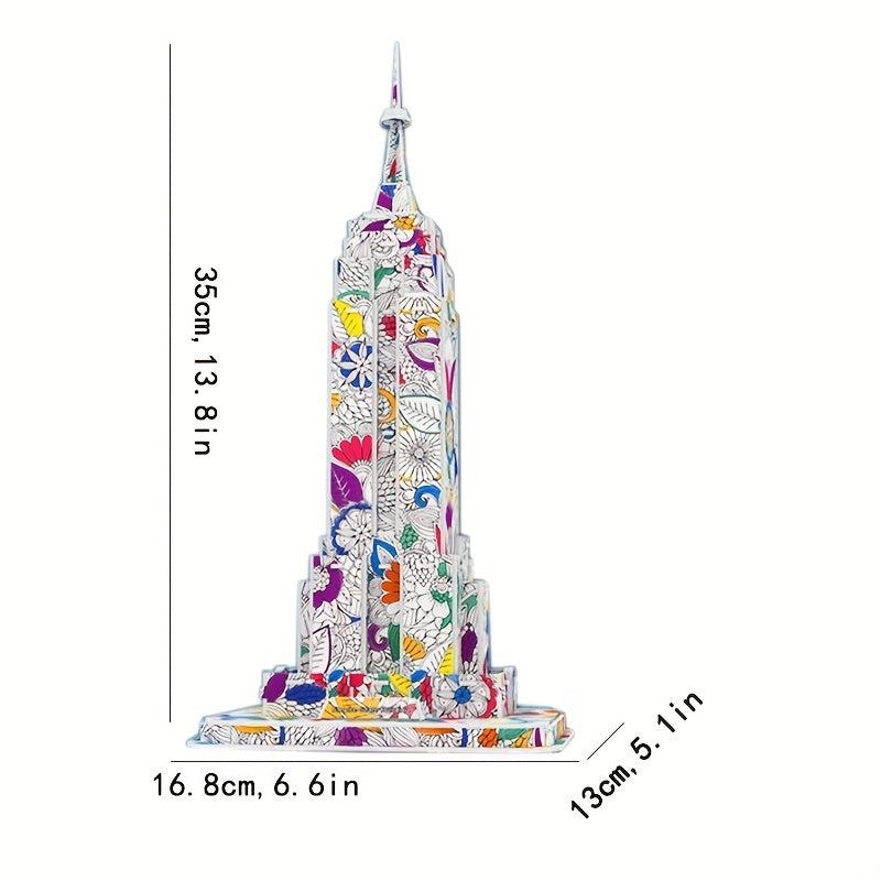 3D Puzzle Toys Famous Buildings Graffiti Painting Architecture Assembly Model