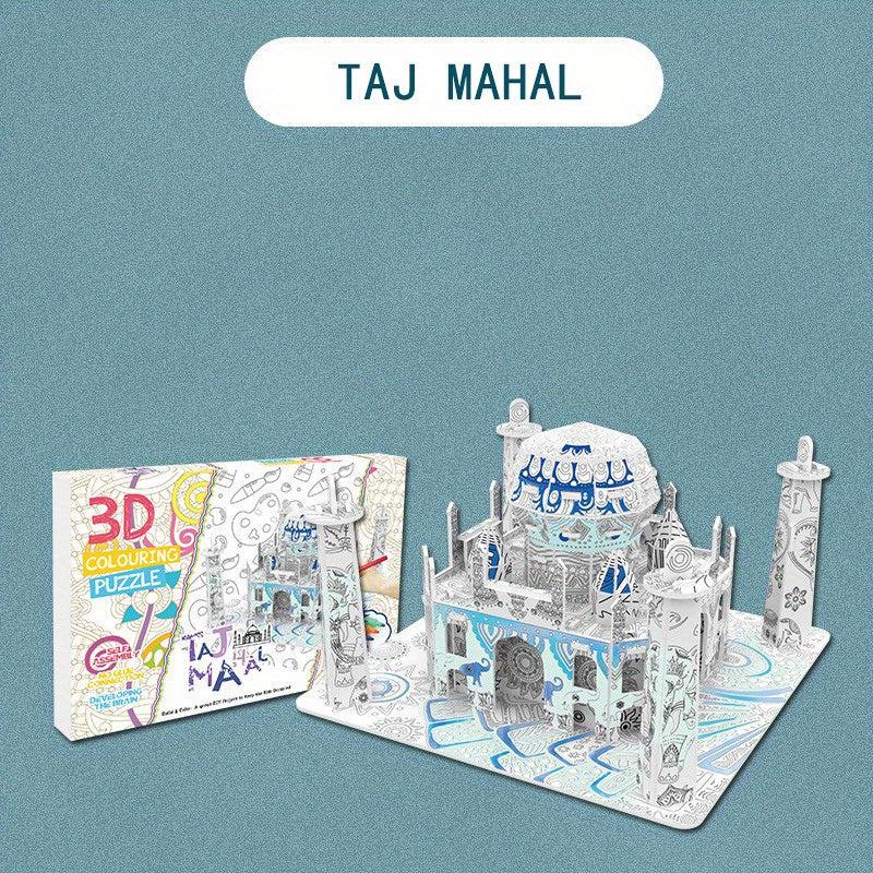 3D Puzzle Toys Famous Buildings Graffiti Painting Architecture Assembly Model