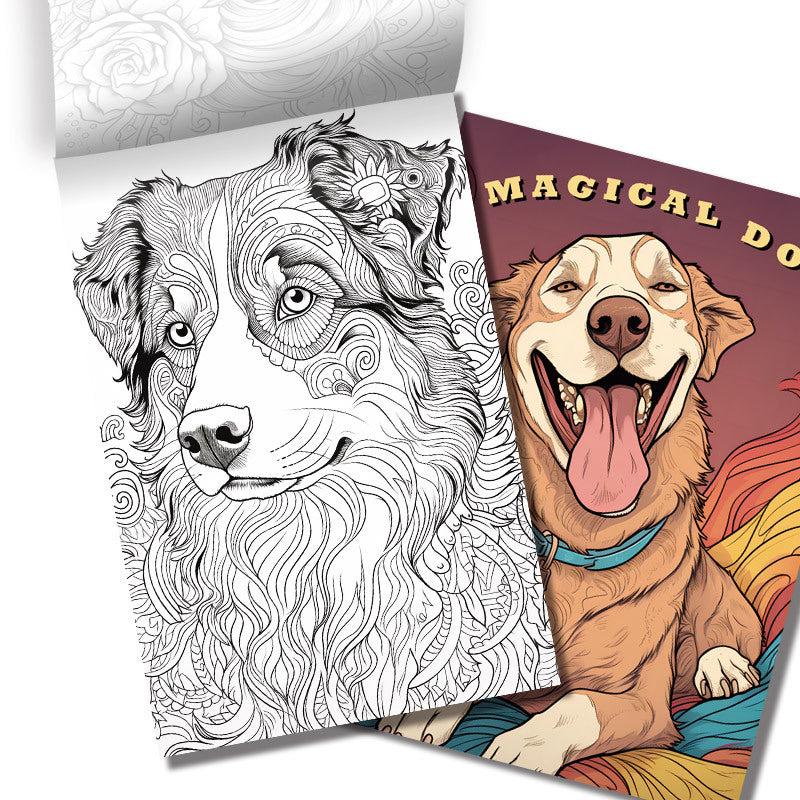 Magical Dog Coloring Book 25 Pages Halloween Christmas Party Gift