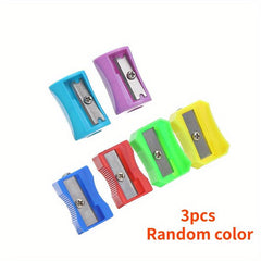 3pcs Random Rectangular Pencil Sharpeners for Student Supplies