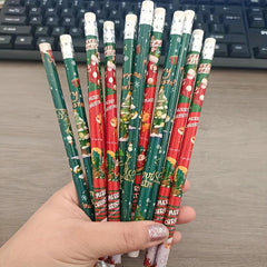 12pcs Christmas Pencils with Erasers Christmas Party Classroom Rewards