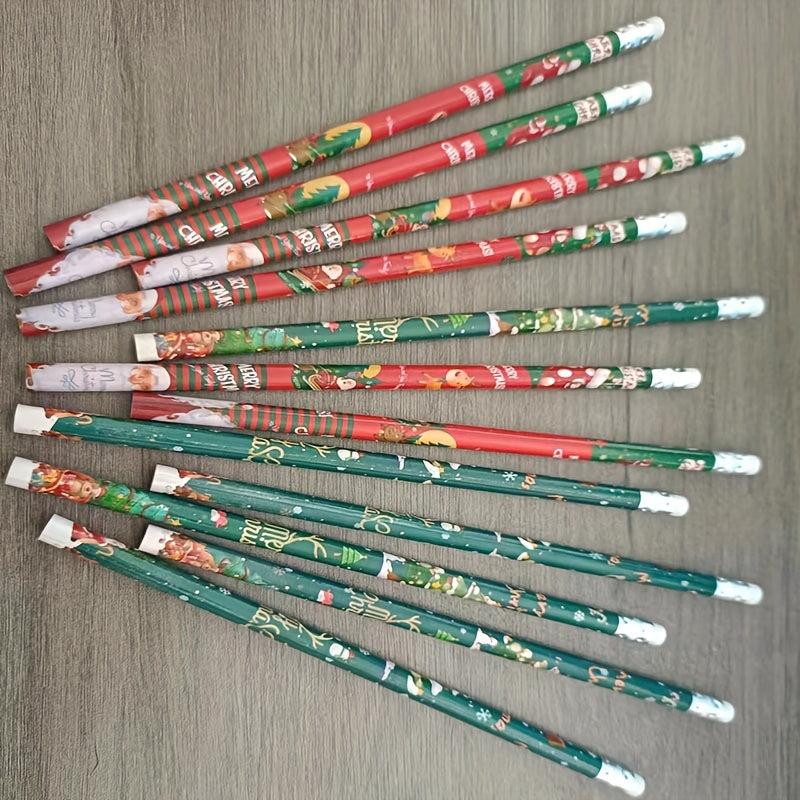 12pcs Christmas Pencils with Erasers Christmas Party Classroom Rewards