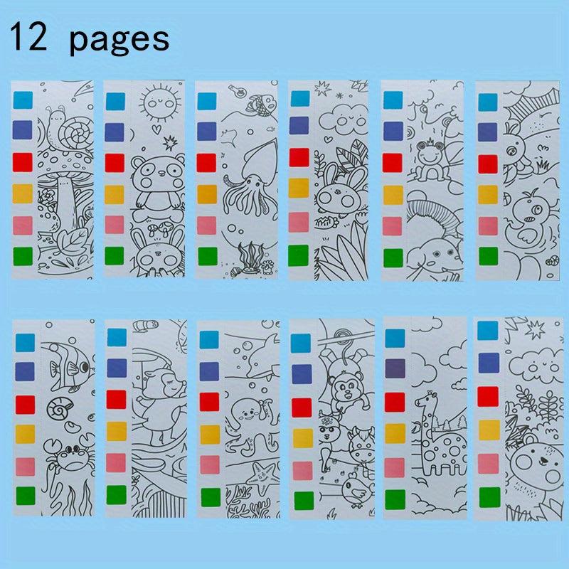 12pcs Watercolor Coloring Book with Paint Pens