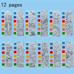 12pcs Watercolor Coloring Book with Paint Pens