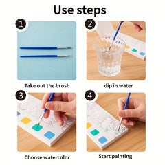 12pcs Watercolor Coloring Book with Paint Pens