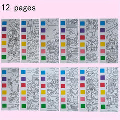 12pcs Watercolor Coloring Book with Paint Pens