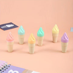 6pcs Cute Ice Cream Highlighters for Students and Adults