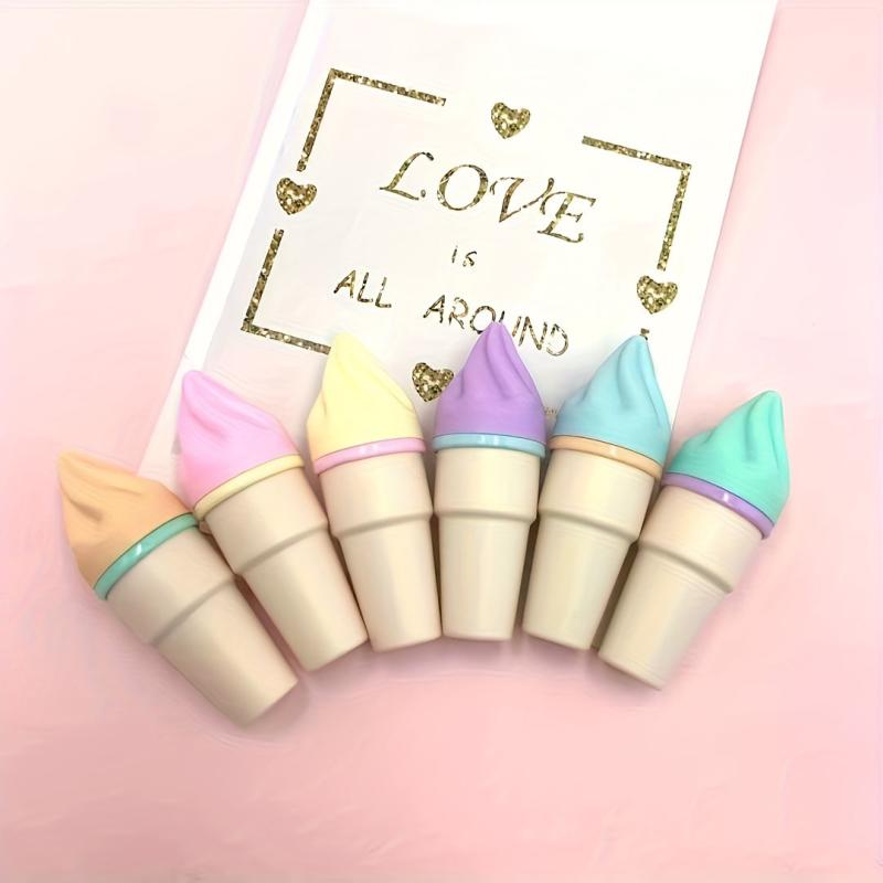6pcs Cute Ice Cream Highlighters for Students and Adults