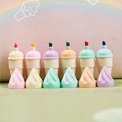 6pcs Cute Ice Cream Highlighters for Students and Adults