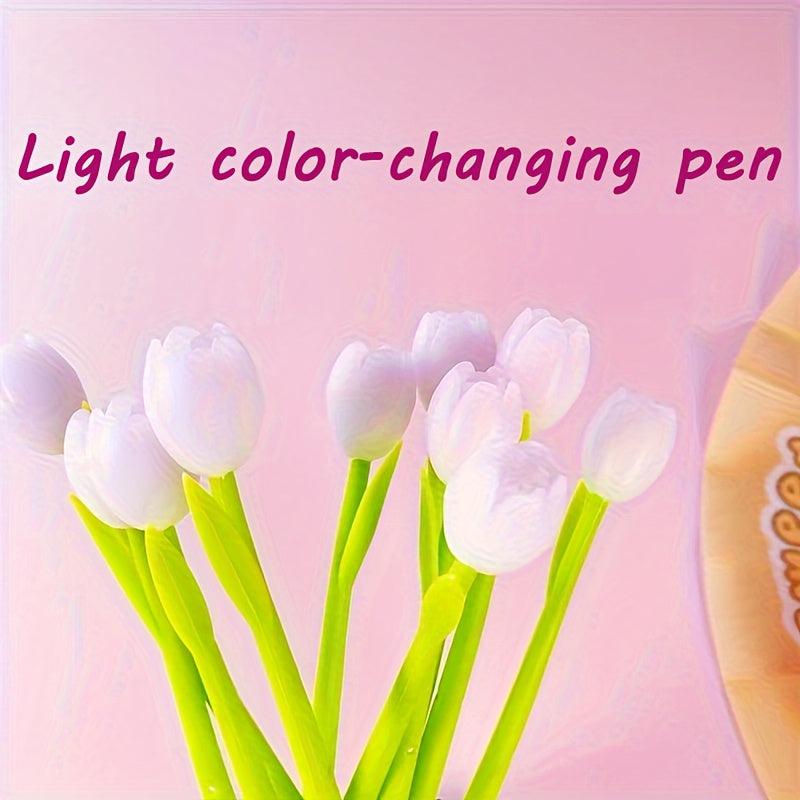 5pcs Changing Flower Pens Colorful Gel Ink Ballpoint Pens Tulip 0.5mm For Office