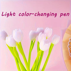 5pcs Changing Flower Pens Colorful Gel Ink Ballpoint Pens Tulip 0.5mm For Office