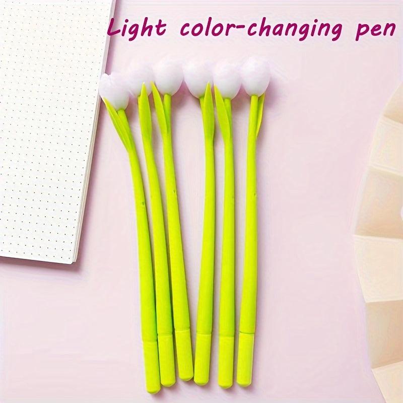 5pcs Changing Flower Pens Colorful Gel Ink Ballpoint Pens Tulip 0.5mm For Office
