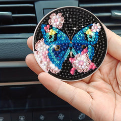 2pcs Butterfly Flower Coaster DIY Diamond Painting Car Coaster