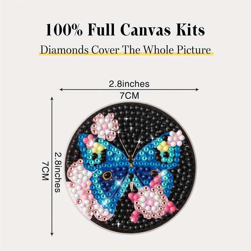 2pcs Butterfly Flower Coaster DIY Diamond Painting Car Coaster