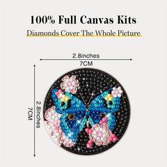 2pcs Butterfly Flower Coaster DIY Diamond Painting Car Coaster