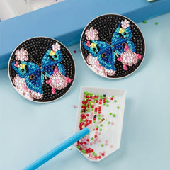 2pcs Butterfly Flower Coaster DIY Diamond Painting Car Coaster