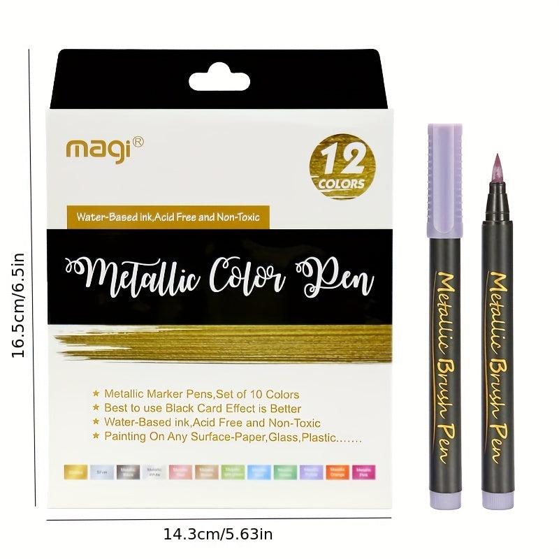 12 Color Metal Marker Pen Water-based Paint Touch-up Paint DIY Album Marker