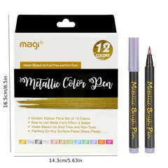 12 Color Metal Marker Pen Water-based Paint Touch-up Paint DIY Album Marker