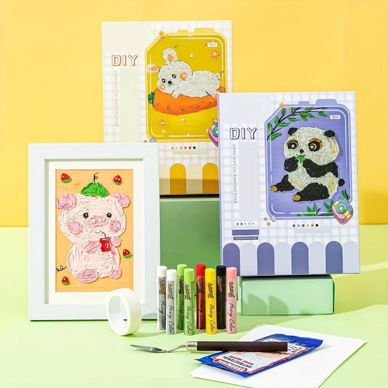 8 Colors Cartoon Animal Painting Stick Set for DIY Painting