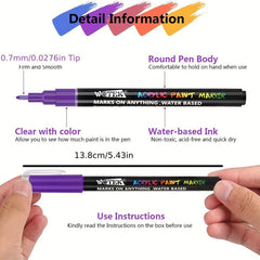 18 Acrylic Paint Pens for Rock Painting Waterproof Quick Dry DIY Crafts