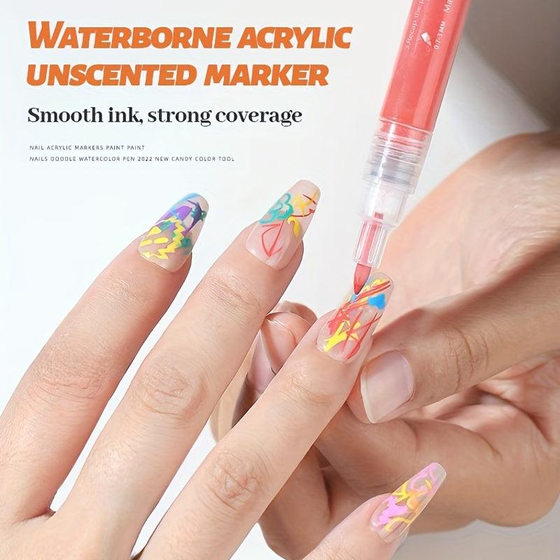 8pcs 3D Nail Art Pens Set Acrylic Paint Marker Set for Manicure DIY
