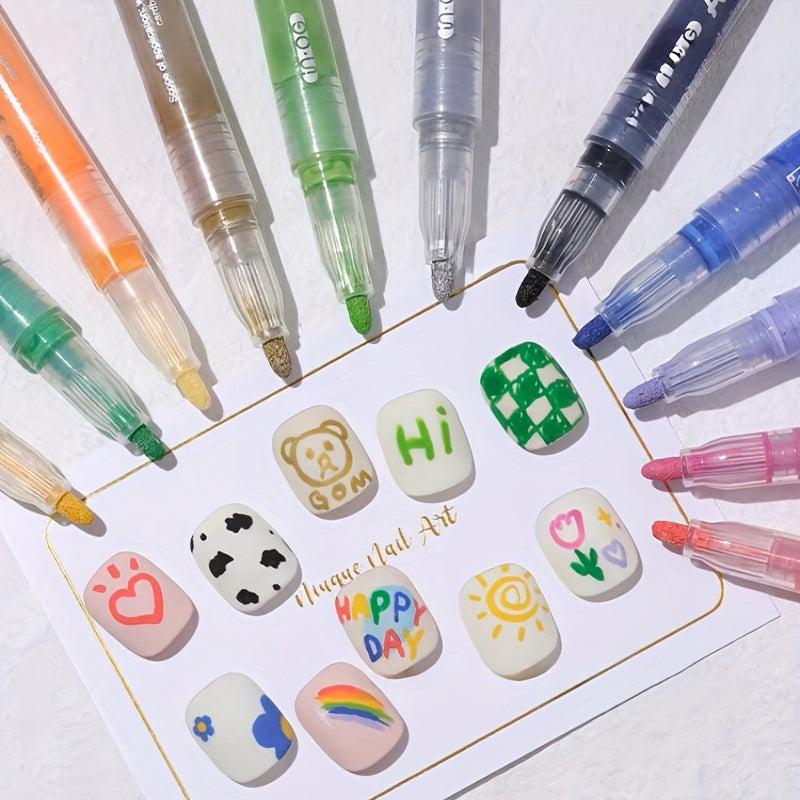 8pcs 3D Nail Art Pens Set Acrylic Paint Marker Set for Manicure DIY