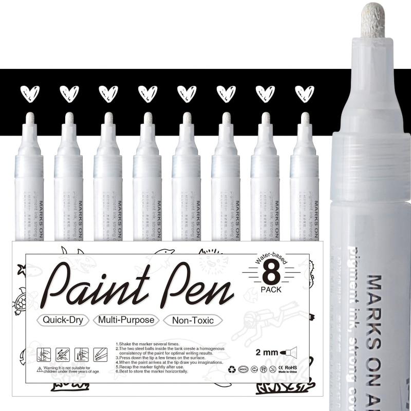 8 Pcs Acrylic Paint Markers - Gold, Silver, Red - Graffiti & Craft