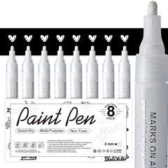 8 Pcs Acrylic Paint Markers - Gold, Silver, Red - Graffiti & Craft