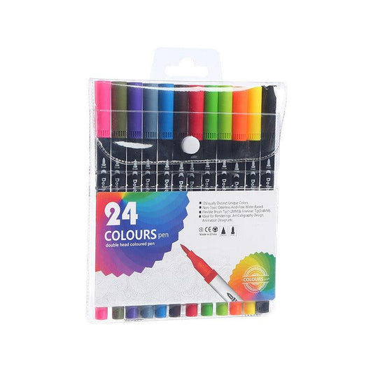 Watercolor Brush Painting Set for Kids, Washable Double Head Pen