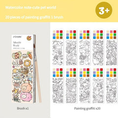 Watercolor Coloring Sticky Note Book With Pen