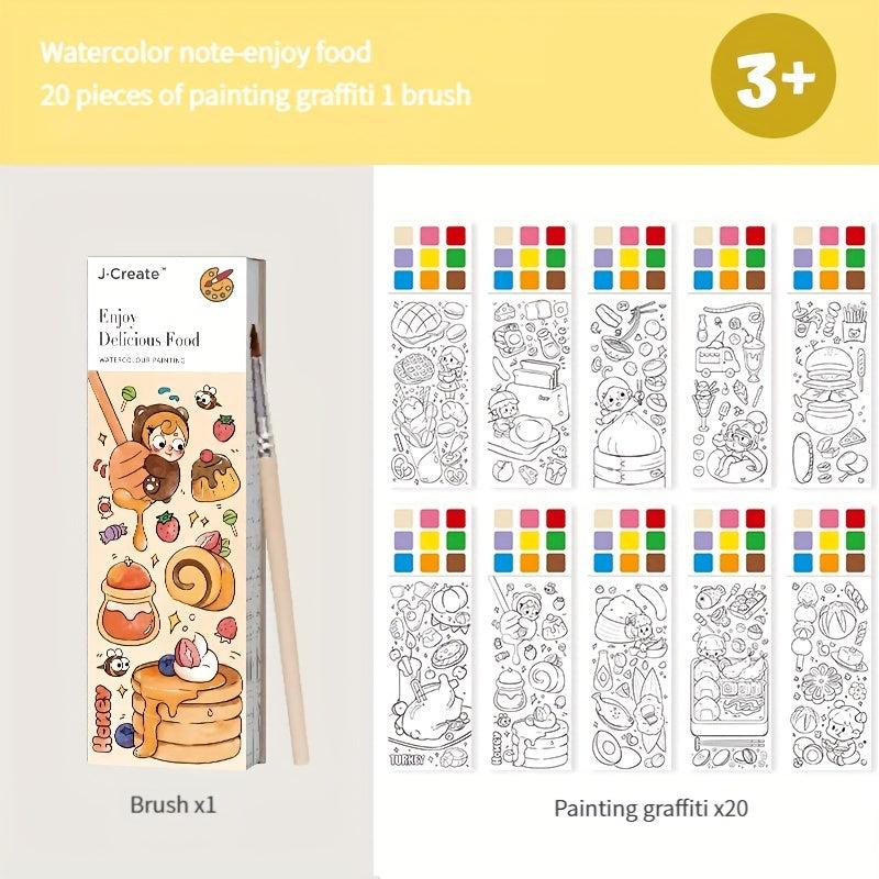 Watercolor Coloring Sticky Note Book With Pen