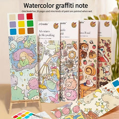 Watercolor Coloring Sticky Note Book With Pen