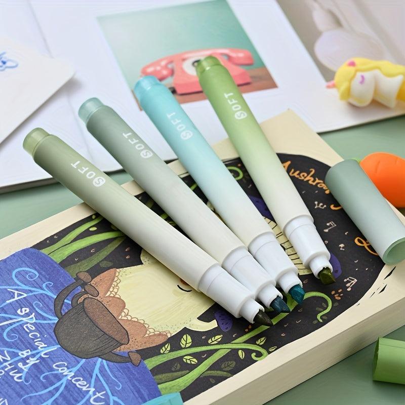 4pcs Gradient Highlighters Eye Protection Markers Large Capacity Key Points