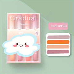 4pcs Gradient Highlighters Eye Protection Markers Large Capacity Key Points