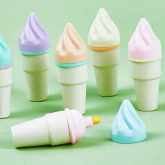 6pcs Cartoon Ice Cream Beetle Shape Highlighters for Students and Adults