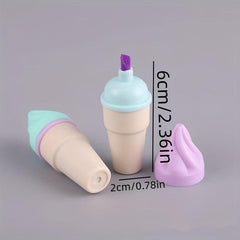 6pcs Cartoon Ice Cream Beetle Shape Highlighters for Students and Adults