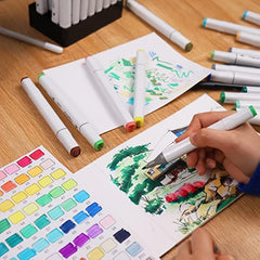 80 Dual Tip Sketch Markers Set for Artists, Kids - Christmas Halloween