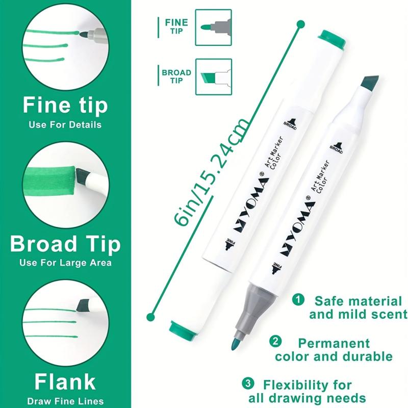80 Dual Tip Sketch Markers Set for Artists, Kids - Christmas Halloween